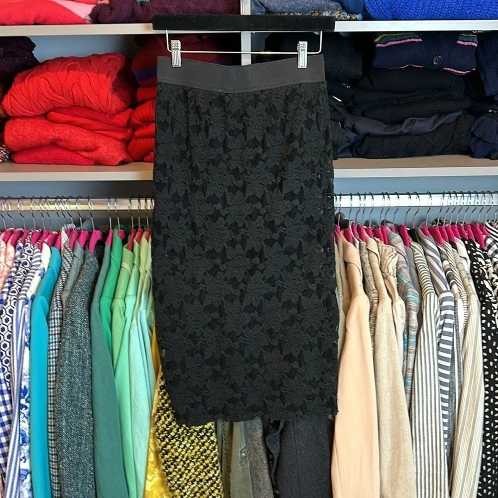 Free people black embroidered with mesh midi skirt size XS